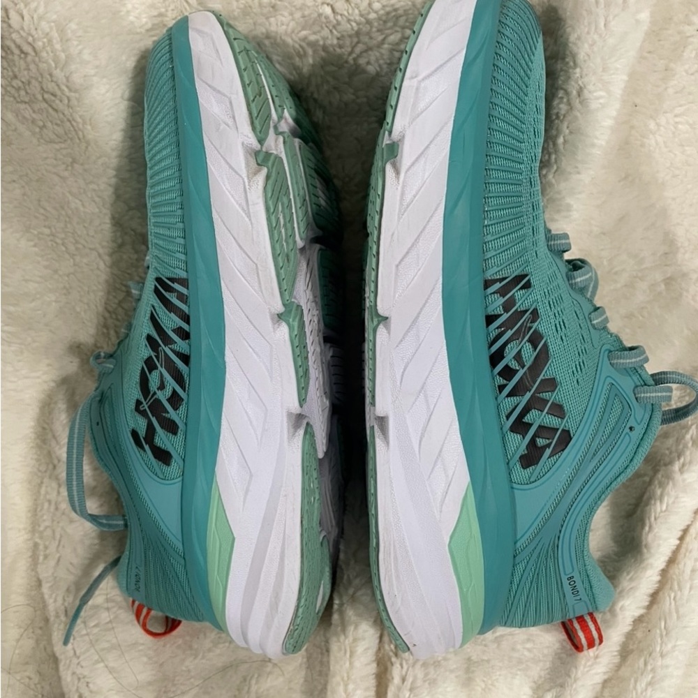 HOKA ONE Bondi 7 Women’s Running Walking Shoes Teal/White Size 6.5